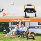 ERAY 150W LED Baustrahler Akku Mit Fernbedienung und Stativ, 15000mAh Tragbare LED Strahler Akku, LED Arbeitsleuchte 296 Perlen/5 Modi/USB-Wiederaufladbar, Campinglampe Tragbar für Camping Notfälle
