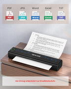 NEWYES Drucker, Tragbarer Thermodrucker für Geschäftsreisende und Studenten – Bluetooth Drucker für A4 Thermodruckpapier, Kompakt, Sofortiger Druck & Langlebiger Akku