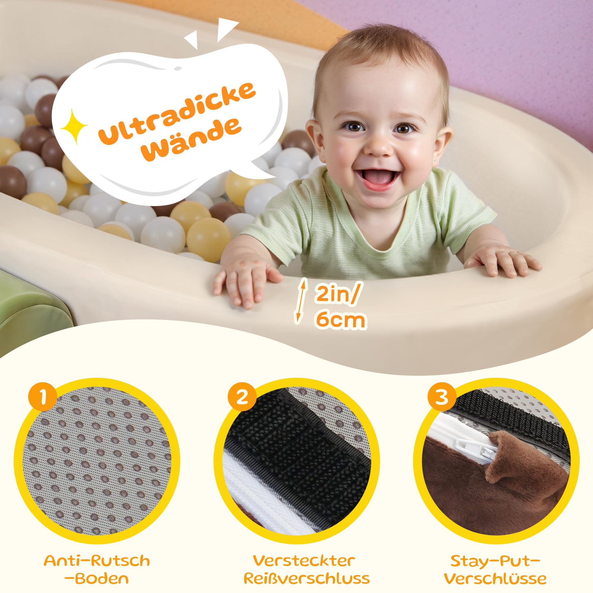BanaSuper Schaumstoff Bausteine | Softbausteine XXL | Soft Play Set mit Riesen-Bällebad (Keine Bälle) | Schaumstoff Kletterblöcke für Kinder | rutschfeste Motorikbausteine für Zuhause & Kita