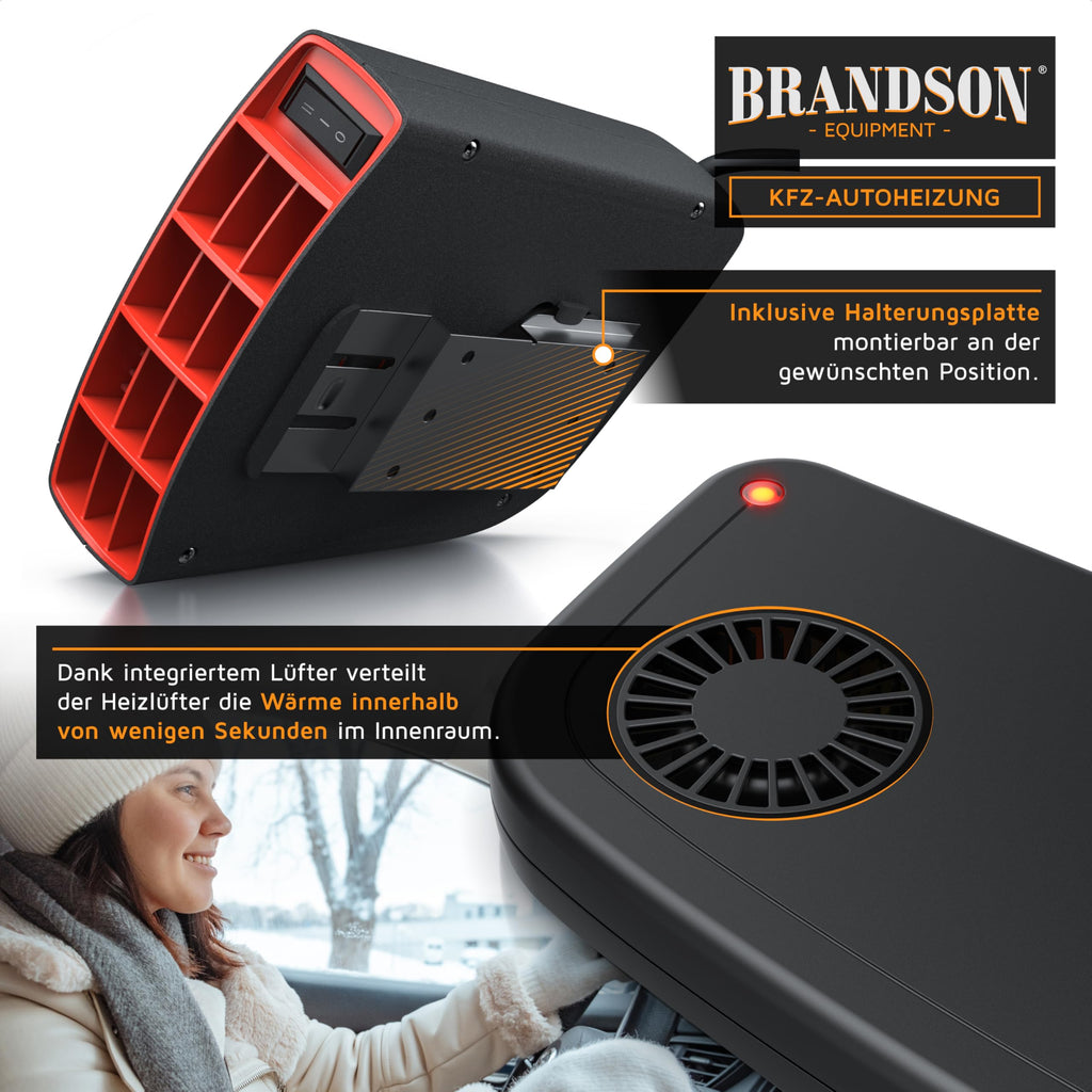Brandson - Innenraumheizung - mobile Auto Heizung - PKW - Komfort Entfroster Standheizung Heizlüfter - 2 Heizlevel - 1450W - automatischer Überhitzungsschutz - transportabel