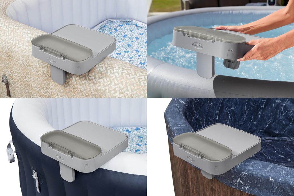 Bestway Xtras Lay-Z-SPA 4-in-1 Ablagetablett, 32 x 30 x 18 cm, verstellbar, geeignet für alle Lay-Z-SPA Modelle, spritzwassergeschütztes Aufbewahrungsfach, Handtuchaufhängern, Tablet-Halterung