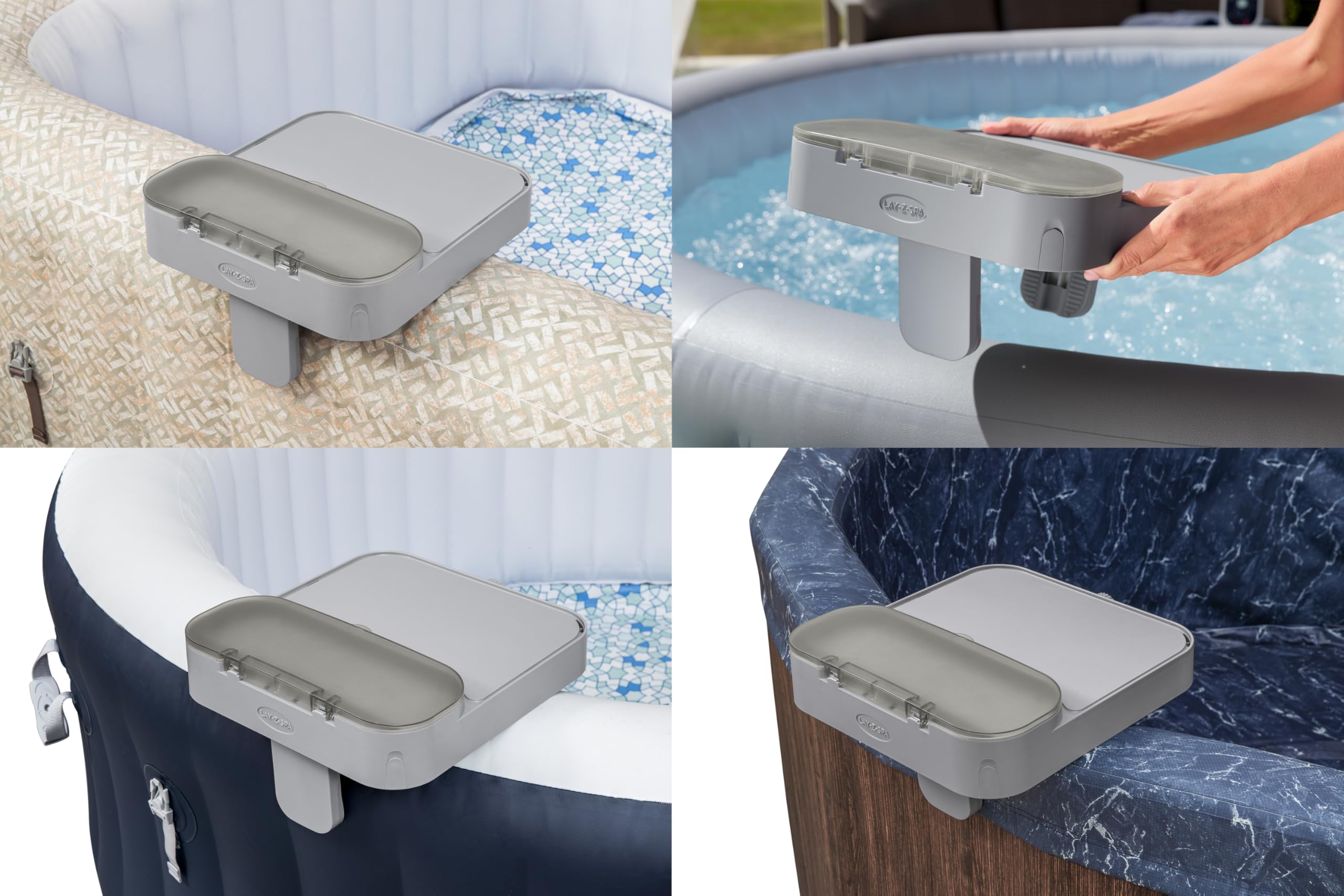 Bestway Xtras Lay-Z-SPA 4-in-1 Ablagetablett, 32 x 30 x 18 cm, verstellbar, geeignet für alle Lay-Z-SPA Modelle, spritzwassergeschütztes Aufbewahrungsfach, Handtuchaufhängern, Tablet-Halterung