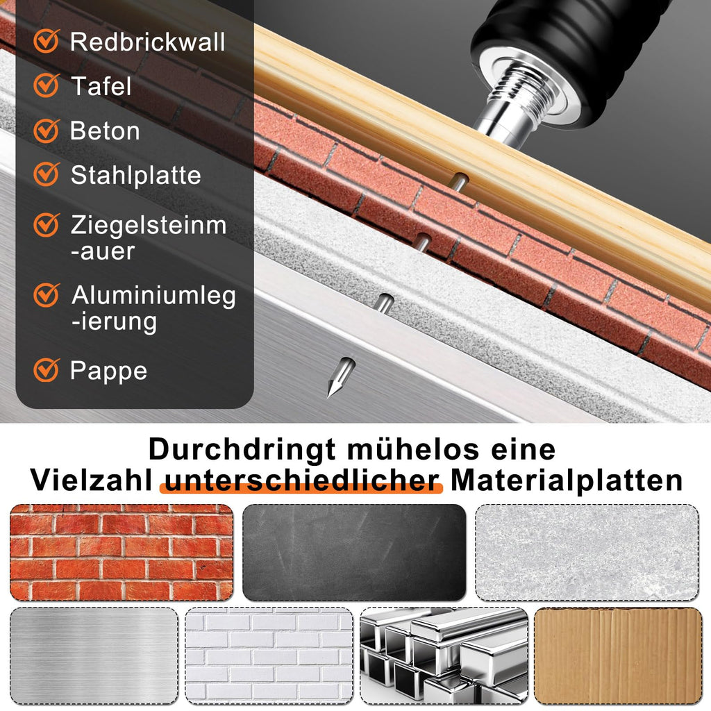 Manuelle Nagelpistole, 5 Gänge Nagelpistole Nail Gun mit 300 Runden Nägeln, Beton-Nagelpistole für Stahl & Beton, Tragbare Nail Gun für Decken-/Draht-Hider mit Handschuhen