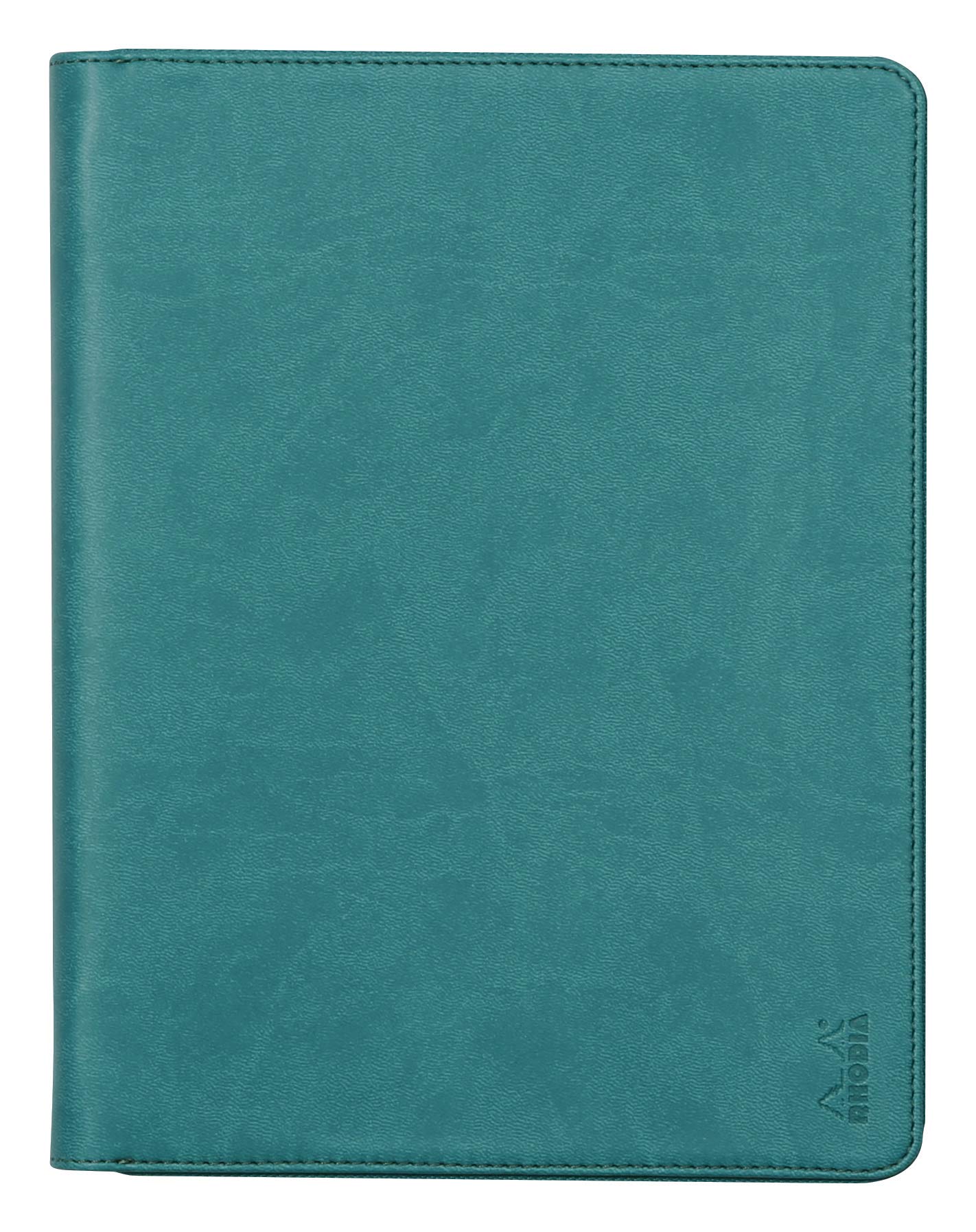 Rhodia 168103C - Konferenzmappe Rhodiarama 19,5x25,5 cm, mit Etui, dehnbare Haupttasche, 2 flache Reißverschlusstaschen, Kartenfächer, Stiftehalter, Cover aus Kunstleder Pfaugrün,, 1 Stück