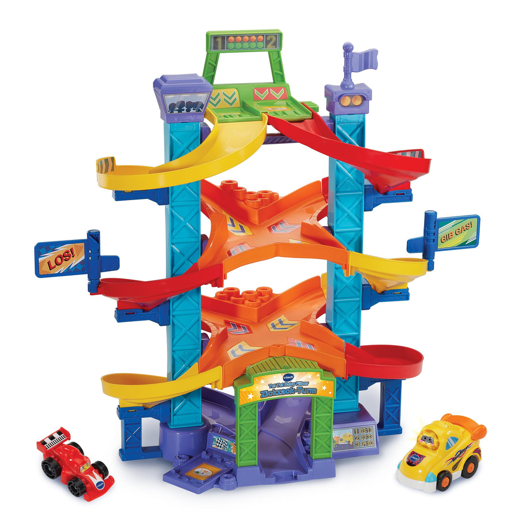 VTech Baby TUT TUT Baby Flitzer - Zickzack-Turm – Interaktives Spielset mit Rennwagen, Musik, spannenden Sätzen und Geräuschen – Für Kinder von 1-5 Jahren