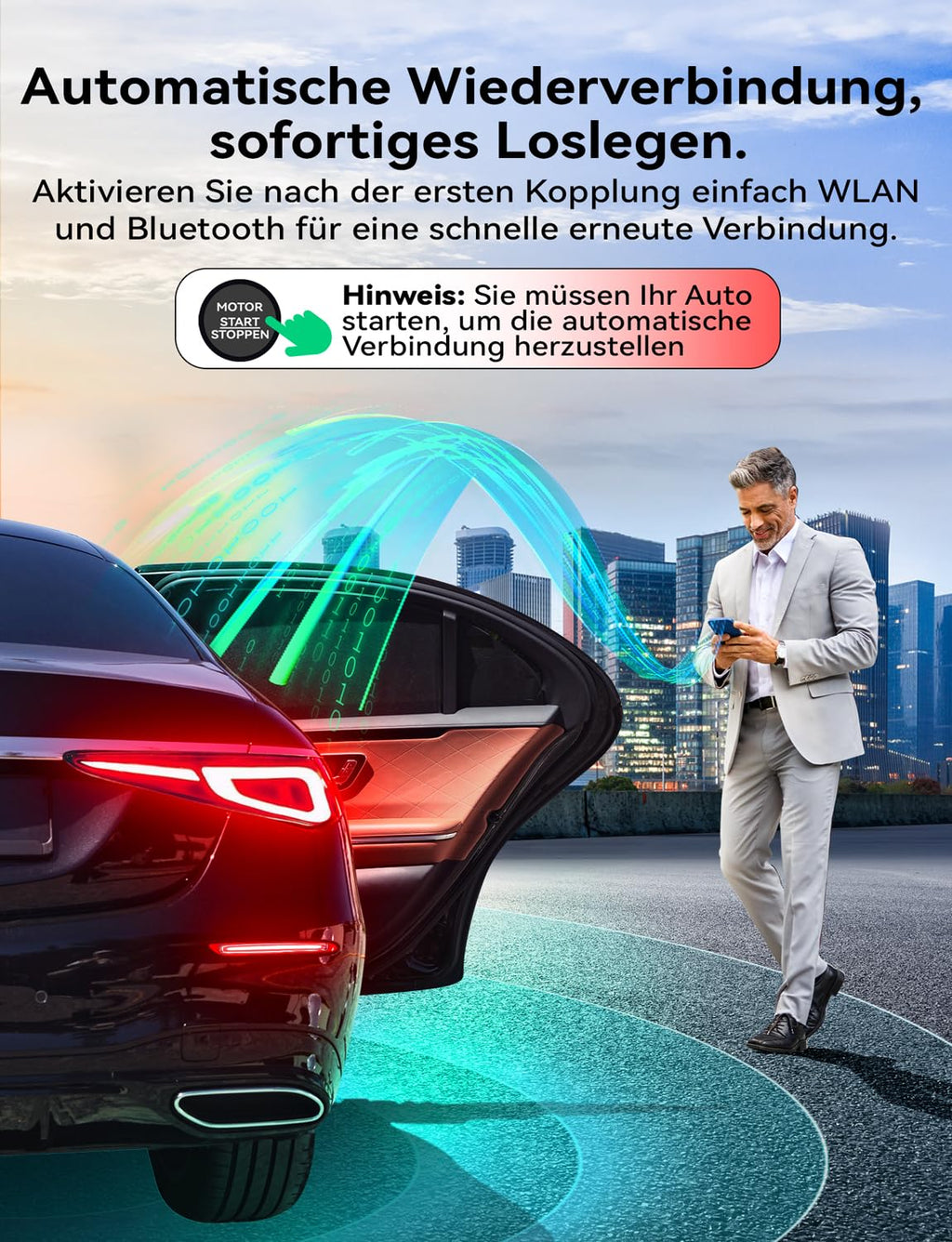 Wireless Carplay & Android Auto Adapter, Mavlou Metalldesign Mini & Stabiler 2-in-1-Dongle, Convert Wired CarPlay/Android Auto zu Wireless, für iOS 10+/Android 11+ & Autos ab 2016 (Schwarz)