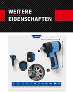 KS TOOLS 1/2" Mini-Druckluft-Schlagschrauber, 1.240 Nm
