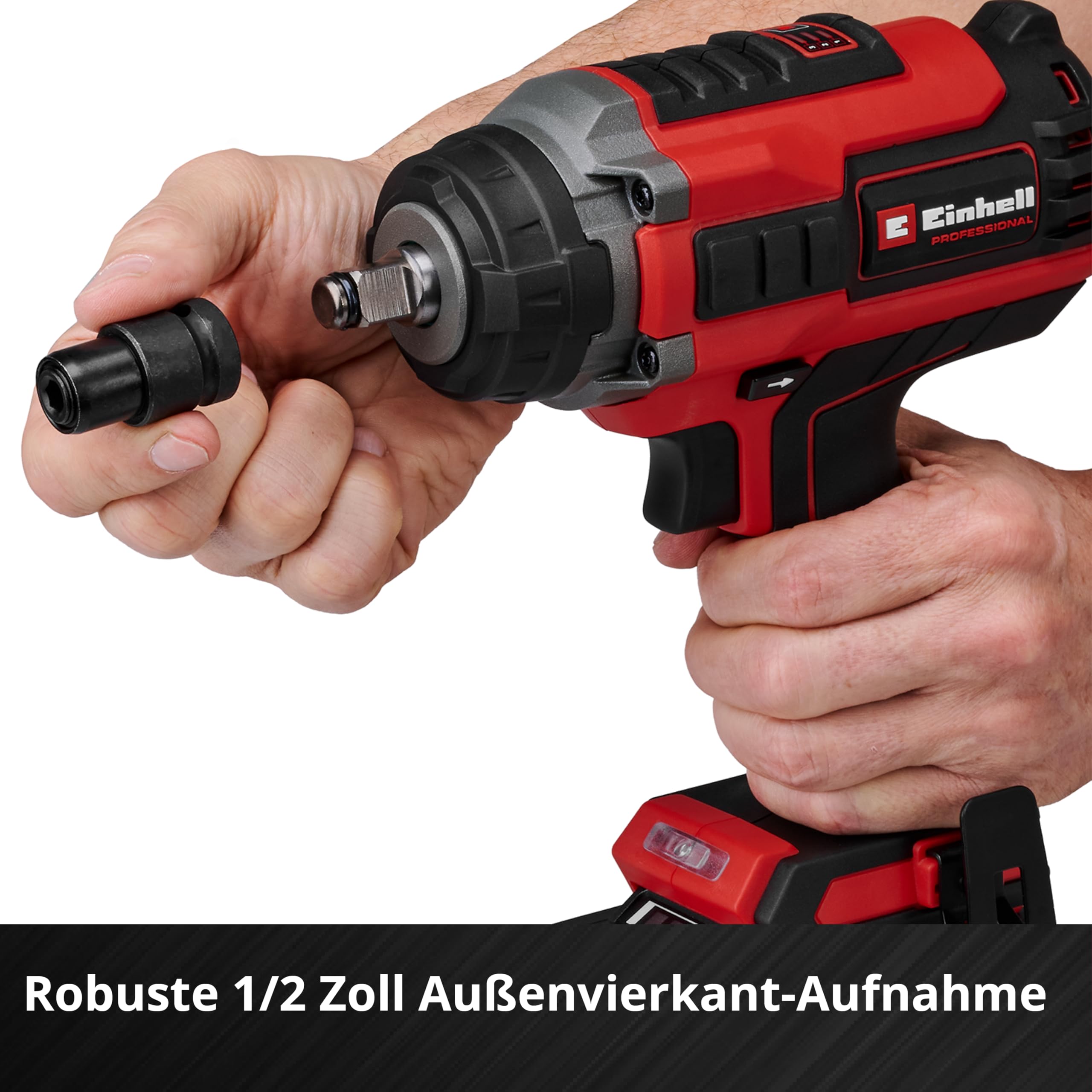 Einhell Professional Akku-Schlagschrauber IMPAXXO 18/450 (1x4,0Ah) Power X-Change (18 V, 450 Nm, Brushless, Außenvierkant-Aufnahme, inkl. 4 Ah Akku, Ladegerät, Nuss-Set)