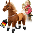Miweba Pony Amadeus | Reitpferd auf Rollen - Pferd für Kinder - Schaukelpferd - Schaukeltier - Kuscheltier - Spielpferd zum Reiten - Plüschtier - Stofftier - Stehpferd - 4-8 Jahre (M Medium)