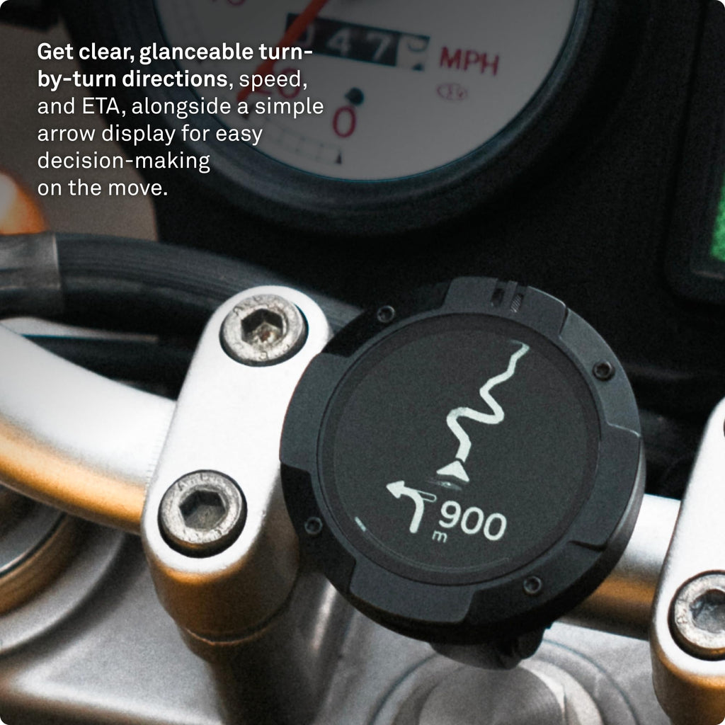 Beeline Moto II - Navigationsgerät für Motorräder | Globale Navigation | Minikarten-Schnittstelle | 14 Stunden Akkulaufzeit | IP67 Wasser- und stoßfest | USB-C-Aufladung mit Riemenhalterung