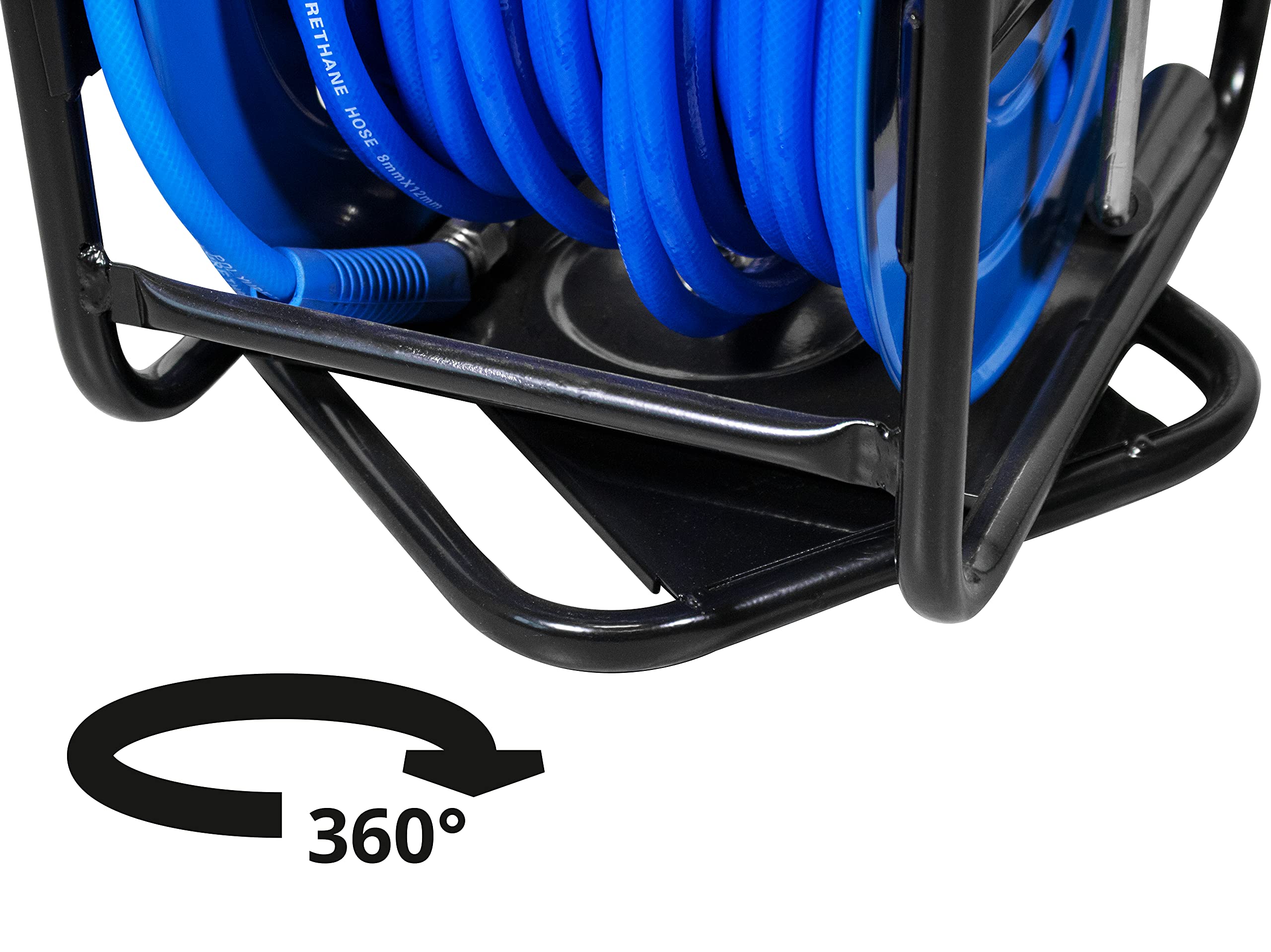 Güde 2881 Druckluftschlauchtrommel 30 m (verwindungsfreie Rahmenkonstruktion, 360° drehbar, Knickschutz), Blau/Schwarz