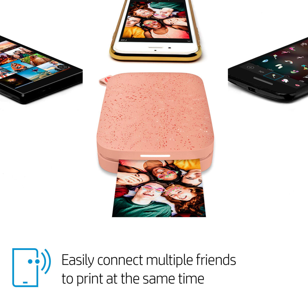 HP Sprocket 2x3 Sofortbilddrucker für Smartphones - Tragbarer, kabelloser Farbdrucker - Zink-Fotopapier mit Kleberückseite - Drucke von kompatiblen iOS- & Android-Geräten per Bluetooth-App - Rosa