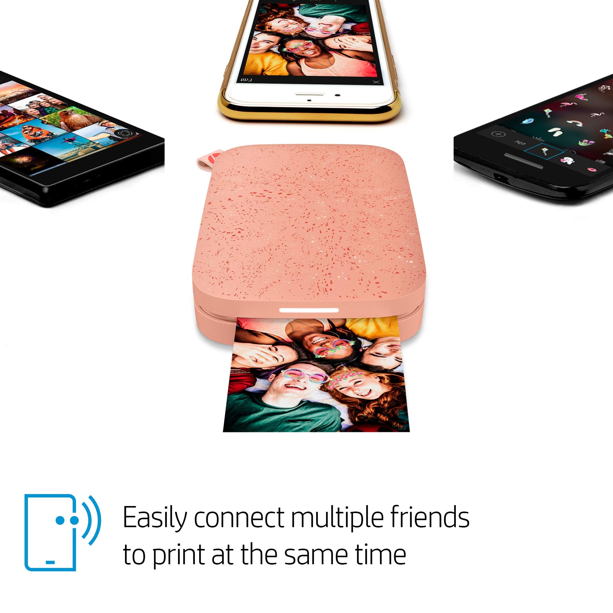 HP Sprocket 2x3 Sofortbilddrucker für Smartphones - Tragbarer, kabelloser Farbdrucker - Zink-Fotopapier mit Kleberückseite - Drucke von kompatiblen iOS- & Android-Geräten per Bluetooth-App - Rosa