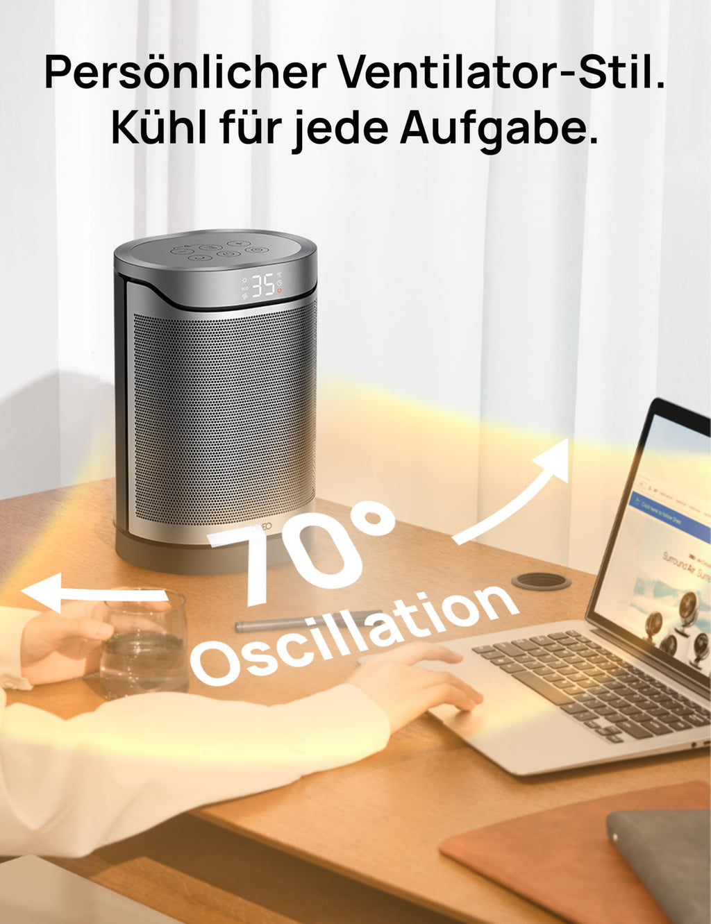 DREO Keramikheizung 318,1500 W, elektrische Heizungen für Schlafzimmer,freistehend,Überhitzungs-und Kippschutz,einstellbarer Thermostat, Kindersicherung, Energieeinsparung 40%,leise,12-Stunden-Timer