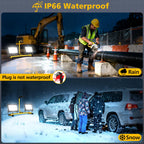 T-SUN 2x60W LED Baustrahler mit Stecker, 11000LM Baustellenstrahler mit 4M Kabel, IP66 Wasserdicht Arbeitsleuchte Baulampe, 6000K Kaltweiß LED Bauscheinwerfer für Baustelle, Werkstatt oder Keller