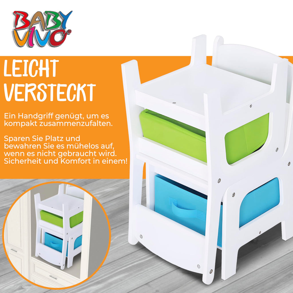 Baby Vivo Kindersitzgruppe Kindertischgruppe Kindermöbel Kinderzimmer Set mit multifunktionalem Tisch und 2 Stühlen aus Holz - Moritz