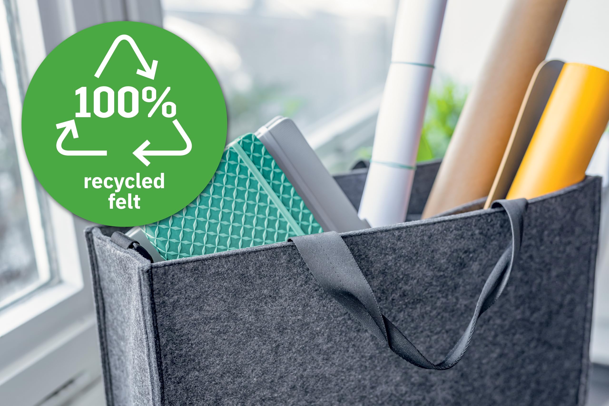 SIGEL BA410 Desk Sharing Bag Classic, Organizer für mobiles Arbeiten, absolut sicherer Stand: für Laptop bis 15,4 Zoll und Unterlagen, Synthetischer Filz, dunkelgrau, Medium 36 x 15 x 28 cm