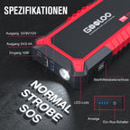 GOOLOO GP2000 Starthilfe Powerbank für Pkw, 2000A Supersafe Auto Starthilfe Powerbank für 12V (Bis zu 8.0L Benzin & 6.0L Diesel), Booster Autobatterie mit USB-Schnellladung, Starthilfekabel und LED
