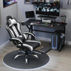 Yaheetech Gaming Stuhl Ergonomischer Gamer Stuhl mit Massagefunktion Computerstuhl mit Fußstütze Bürostuhl 90-135° Rückenlehne verstellbar Gaming Sessel PC Stuhl Weiß