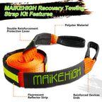 MAIKEHIGH Abschleppseil 5M x 5cm, 10 Tonnen (22,000 Lbs) Polyester Tow Rope Kit Für Off-Road Recovery Mit 2 Verstärkten Haken und 2 Handschuhen