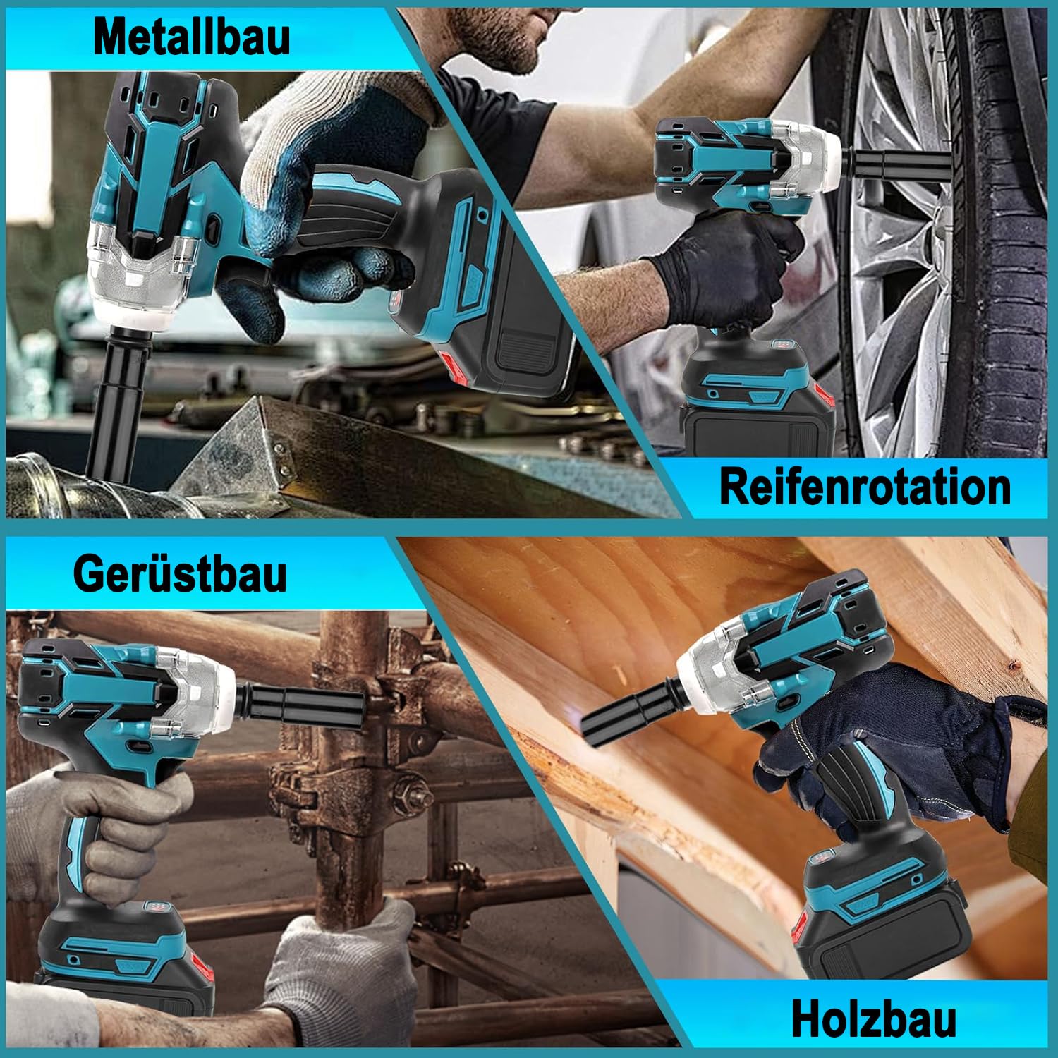 Akku Schlagschrauber für Makita 18V Batterien,700 N.m 1/2" Bürstenloser Akku-Drehschlagschrauber mit 2 X 4.0Ah Akkus,5 Stecknüsse und Schnellladegerät,Elektro Schlagschrauber für Haus und Auto
