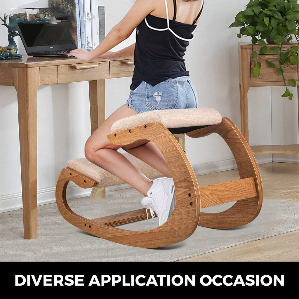 VEVOR ergonomischer Hocker Kniehocker mit Hüftpolster, Gesundheitsstuhl für Zuhause, Kniestuhl zur Verbesserung der Rückenschmerzen Nackenschmerzen Lindern & Körperhaltung (Weiße Eiche)