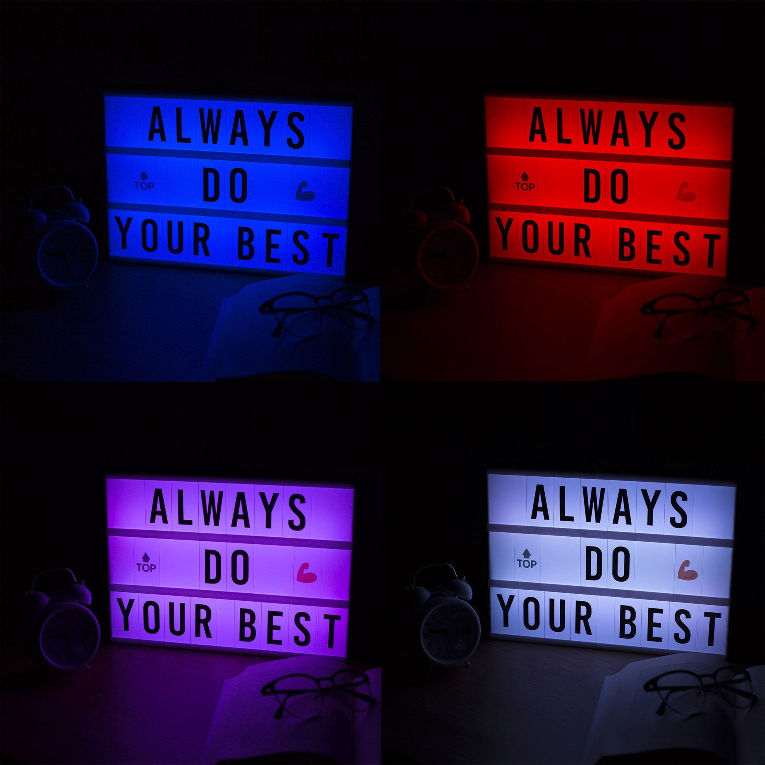 BONNYCO Light Box mit Farbwechsel, 400 Buchstaben, Emojis, 2 Stifte, USB, Ä Ö Ü ß Enthalten. Led Lichtkasten Buchstaben 16 Farben mit Programme, Led Leuchtkasten Schlafzimmer Wohnzimmer Deko Geschenk