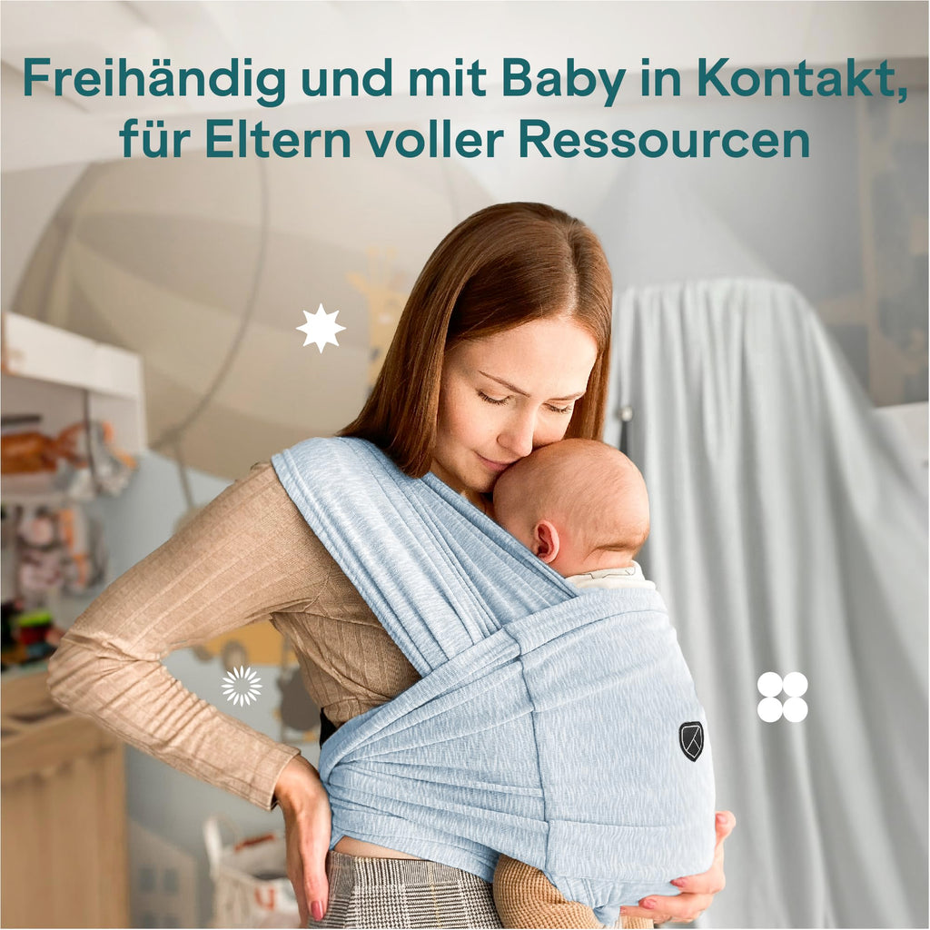 Koala Babycare Tragetuch Baby Neugeborene - Einfach Anzuziehen für Mütter und Väter - Babytrage Multi-Use Bis 9kg - Babytragetuch Blau