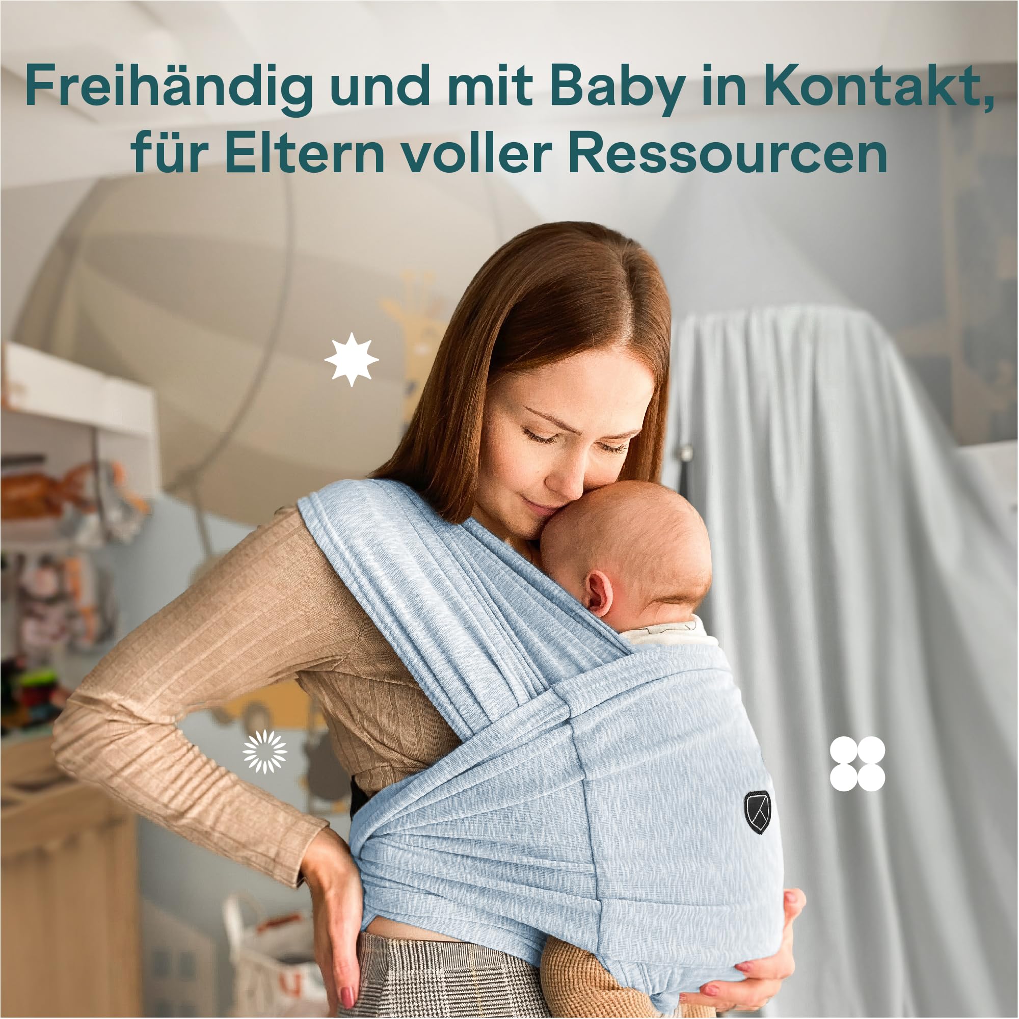 Koala Babycare Tragetuch Baby Neugeborene - Einfach Anzuziehen für Mütter und Väter - Babytrage Multi-Use Bis 9kg - Babytragetuch Blau