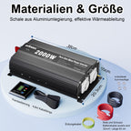 GIANDEL 2000W Wechselrichter 12V auf 230V Reiner Sinus KFZ Spannungswandler Kompatibel mit LiFePO4 Power Inverter mit Fernbedienung und USB Anschlüsse für Wohnmobil LKW Auto Camping