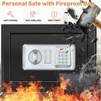Mejasg Feuerfester Safe mit Geldbeutel, feuerfest, klein, elektrisch, mit abnehmbarem Regal und Alarmmodus, Wandtresor für Schmuck, Geld, Dokumente, Medikamente