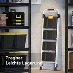 KINGRACK Trittleiter 4 Stufen, Klappleiterkapazität von 150 Kilogramm, Sicherheitsschloss, breite Antirutschpedale, Handläufe, Haushaltsleiter geeignet für Wohnküche und Büroschränke, weiß