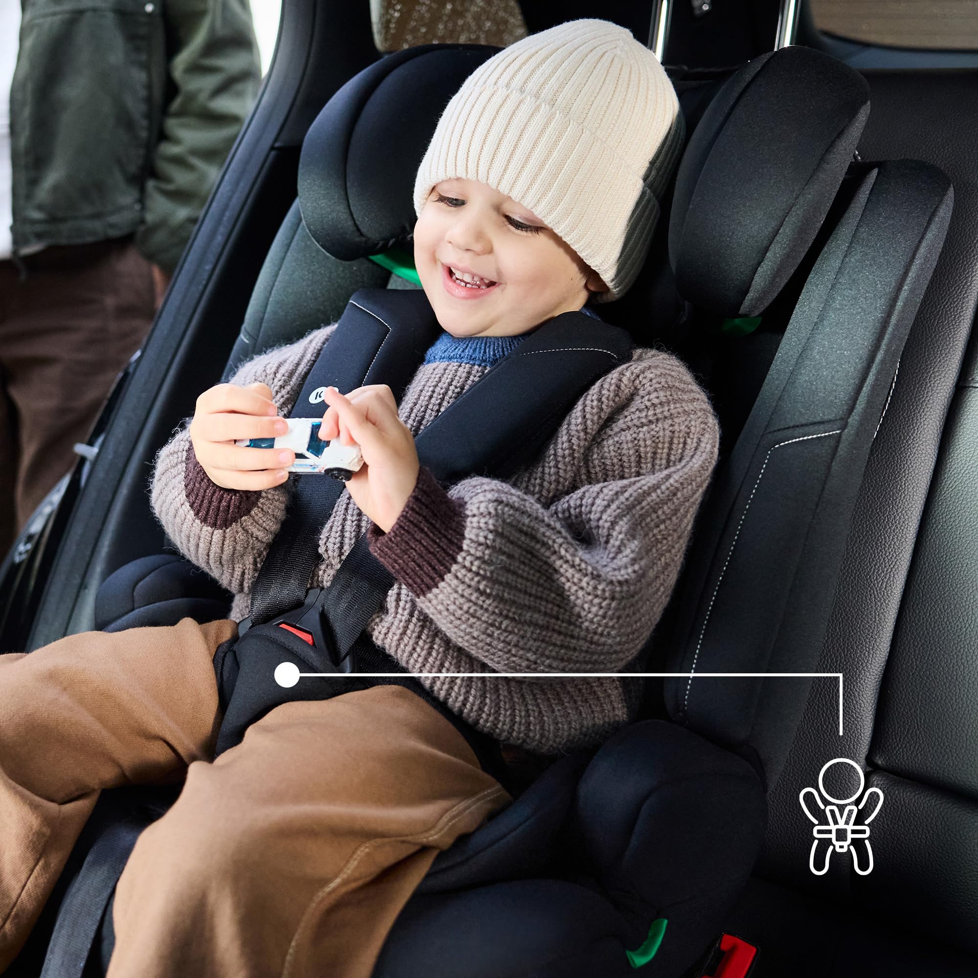 Kinderkraft SAFETY FIX 3 PRO 76-150 cm Kindersitz 9-36 kg, Kinderautositze mit isofix, Einstellung der Kopfstütze und Rückenlehne, extra TOP TETHER, 5 punkt gurte, Rosa