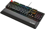 Glorious Gaming Padded Keyboard Wrist Rest (Full Size, 25 mm stark) - gesteppte Ränder, glatte Stoffoberfläche, rutschfeste Gummibasis, mittlere Festigkeit, 440 x 100 x 25 mm - Schwarz