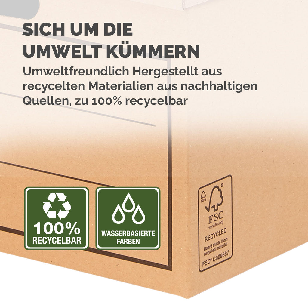 BANKERS BOX Aufbewahrungskarton mit Deckel aus stabiler B-Flute Wellpappe, braun, für Haushaltsgegenstände, Spielzeug, Dokumente, 100% recycelt und recycelbar, 10 Stück