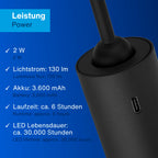 REV Pendelleuchte Akku - 130lm dimmbar 3 Farben, Timer 1-4H, höhenverstellbar durch ziehen (37-163cm) Hängeleuchte mit Fernbedienung, ideal als Hängelampe ohne Strom, schwarz