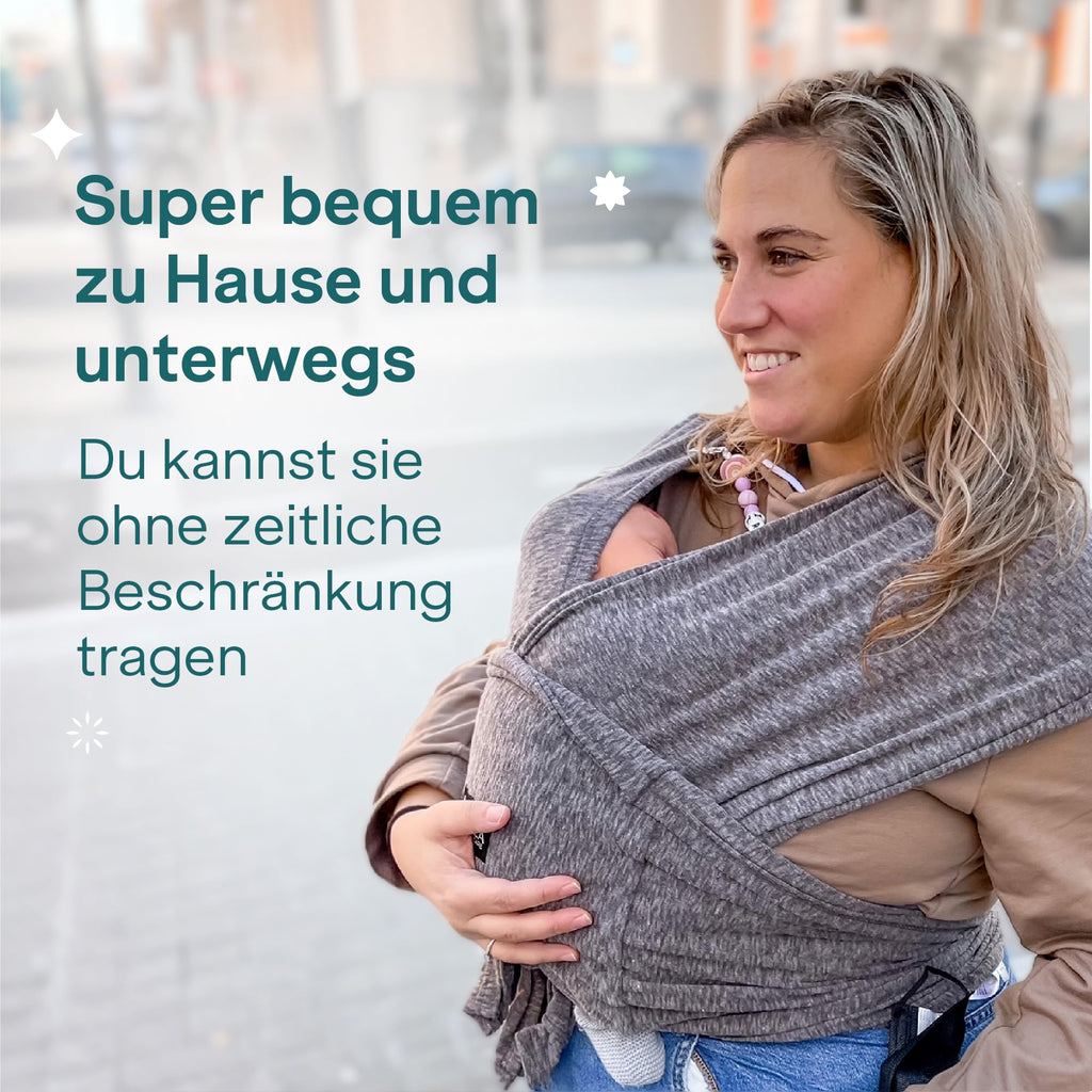 Koala Babycare Tragetuch Baby Neugeborene - Einfach Anzuziehen für Mütter und Väter - Babytrage Multi-Use Bis 9kg - Babytragetuch Anthrazitgrau