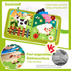 Hahaland Montessori Spielzeug ab 1 Jahr – Quiet Book mit Bauernhof Thema, 20-in-1 Busy Board Weichem Filz für Frühe Bildung,Busy Book für Autofahrten, Geschenk Spielzeug ab 1 2 3 4 Jahre Mädchen Junge
