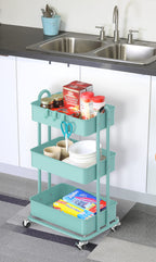 Simple Houseware Hochleistungs-Rollwagen mit 3 Ebenen aus Metall, Türkis