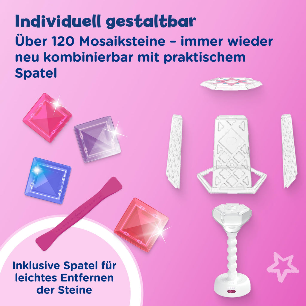 Vtech Mosaic Magic Lights Lampe – Personalisierbare Kinderlampe mit wiederverwendbaren Mosaiksteinen – Inkl. Nachtlicht-Funktion, Lichtmustermodus und Musik – Für Kinder von 5-9 Jahren
