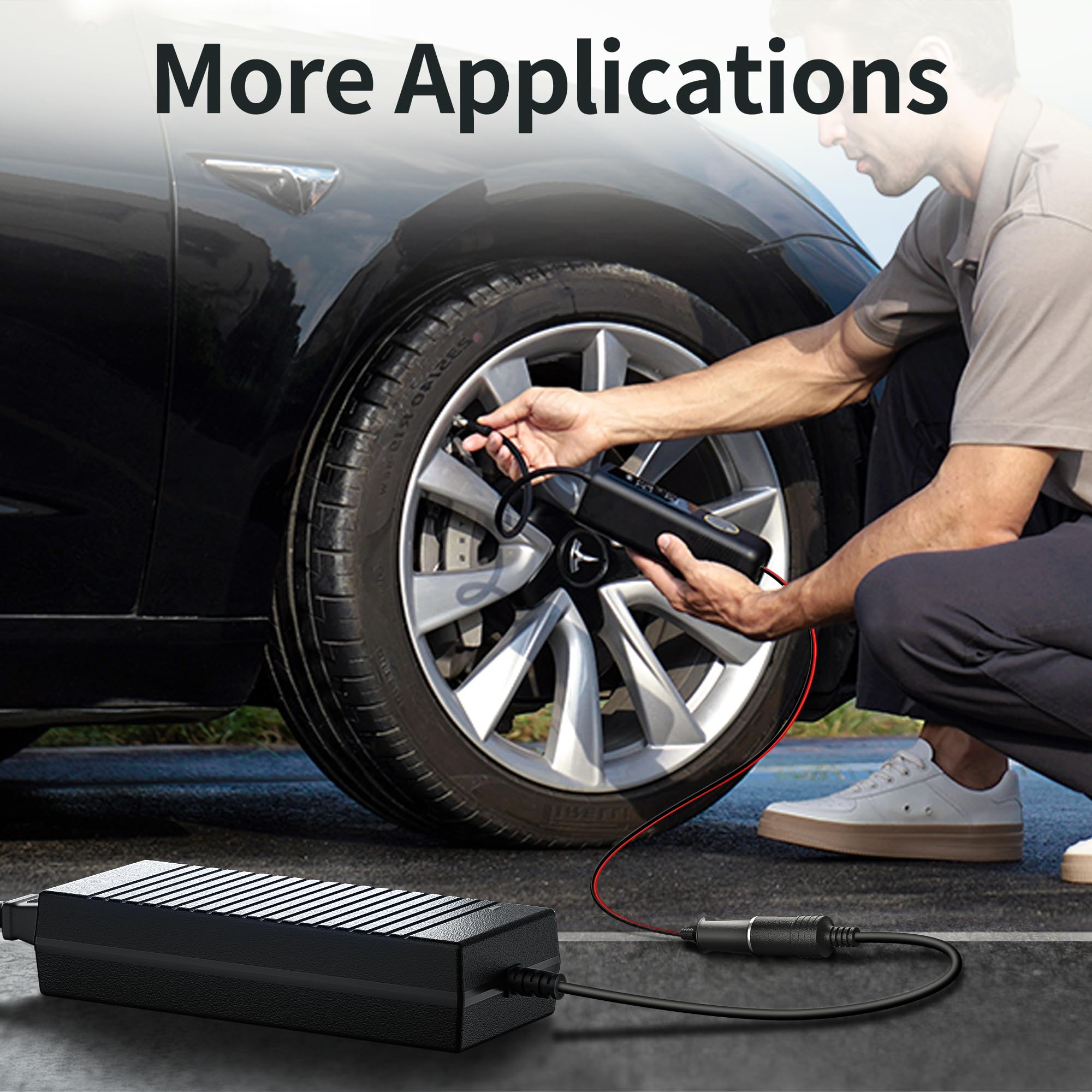 BGFOX 180W/15A KFZ Netzadapter, 2.65M Spannungswandler 230V auf 12V, 220V Wechselrichter Adapter mit Zigarettenanzünder-Buchse für Kühlbox, Autostaubsauger, Autokühlschrank, Kompressor, Reifenfüller