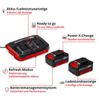 Einhell 4512112 Original Starter Kit 2X 4,0 Ah Akkus und Twincharger Power X-Change (Li-Ion, 18 V, 75 min Ladezeit, passend für alle Geräte), 2.21 x 1.85 x 0.77 cm