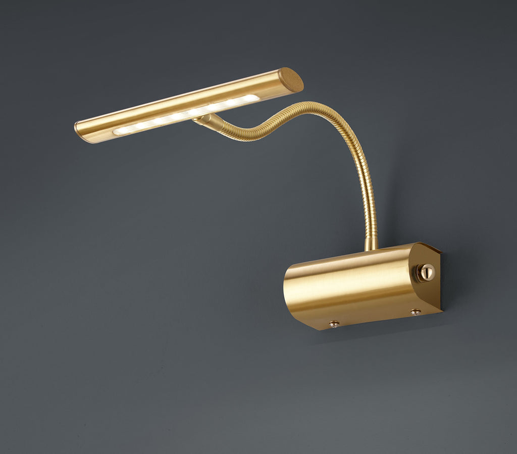 Trio Leuchten LED Wandleuchte Curtis 279770108, Metall Messing matt, 1x 4 Watt, Flexarm, Dimmer