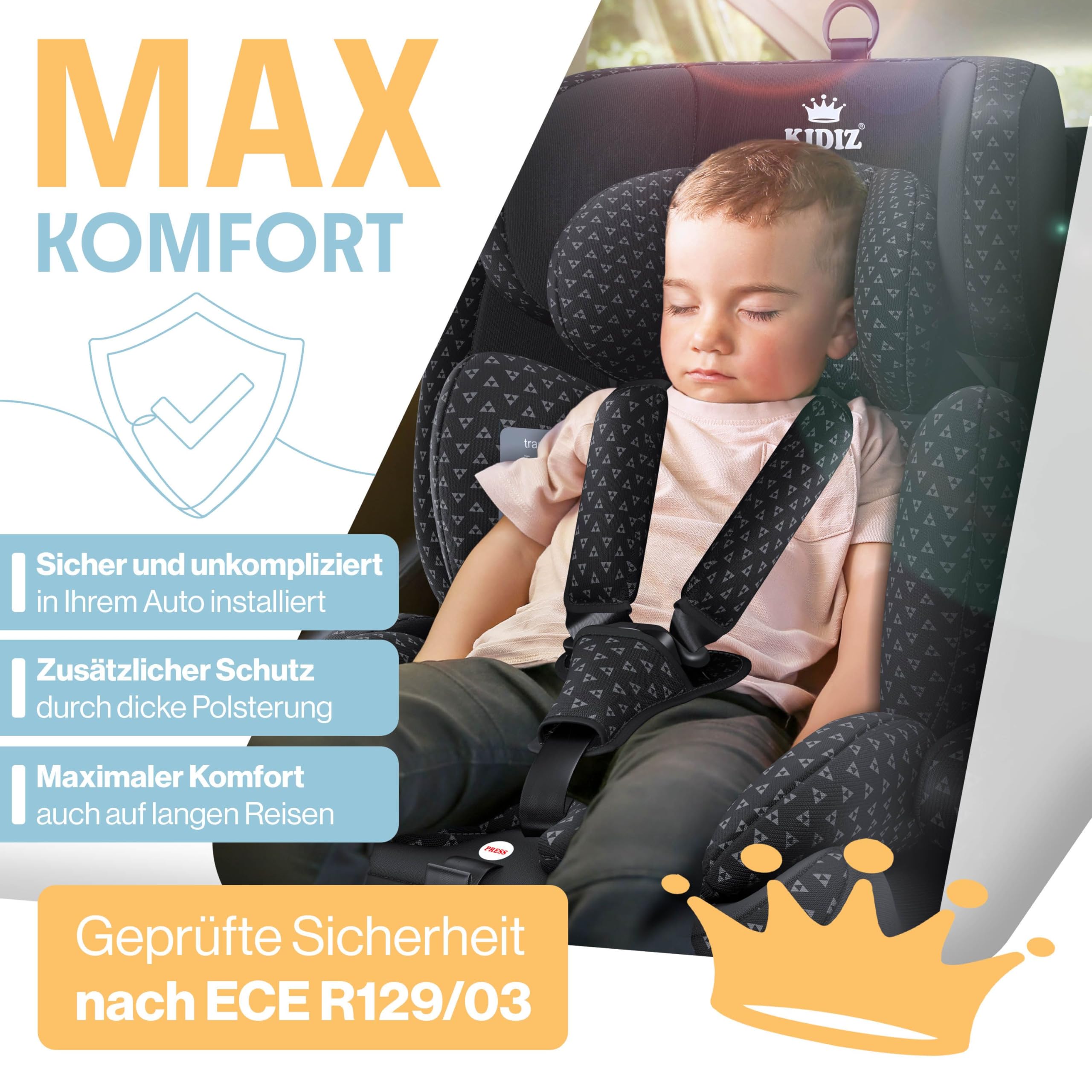 KIDIZ® Autokindersitz Triangle Premium Kindersitz mit Isofix Kinderautositz | Autositz Sitzschale | 9 kg - 36 kg 1-12 Jahre | Gruppe 1/2/3 | universal | zugelassen nach ECE R129/03