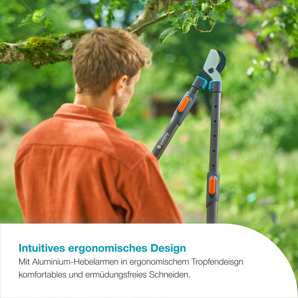 Gardena TeleCut Pro L, Teleskop-Astschere für frisches Holz bis 50 mm, verlängerbar bis 900 mm, präzisionsgeschliffene Klingen, PowerCoating für saubere Schnitte (12041-88)