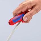 KNIPEX ErgoStrip Universal-Abmantelungswerkzeug für Rechtshänder, 135 mm, NYM-Kabel, Rundkabel, Koaxialkabel, Datenkabel, Abisolierer, 16 95 01 SB