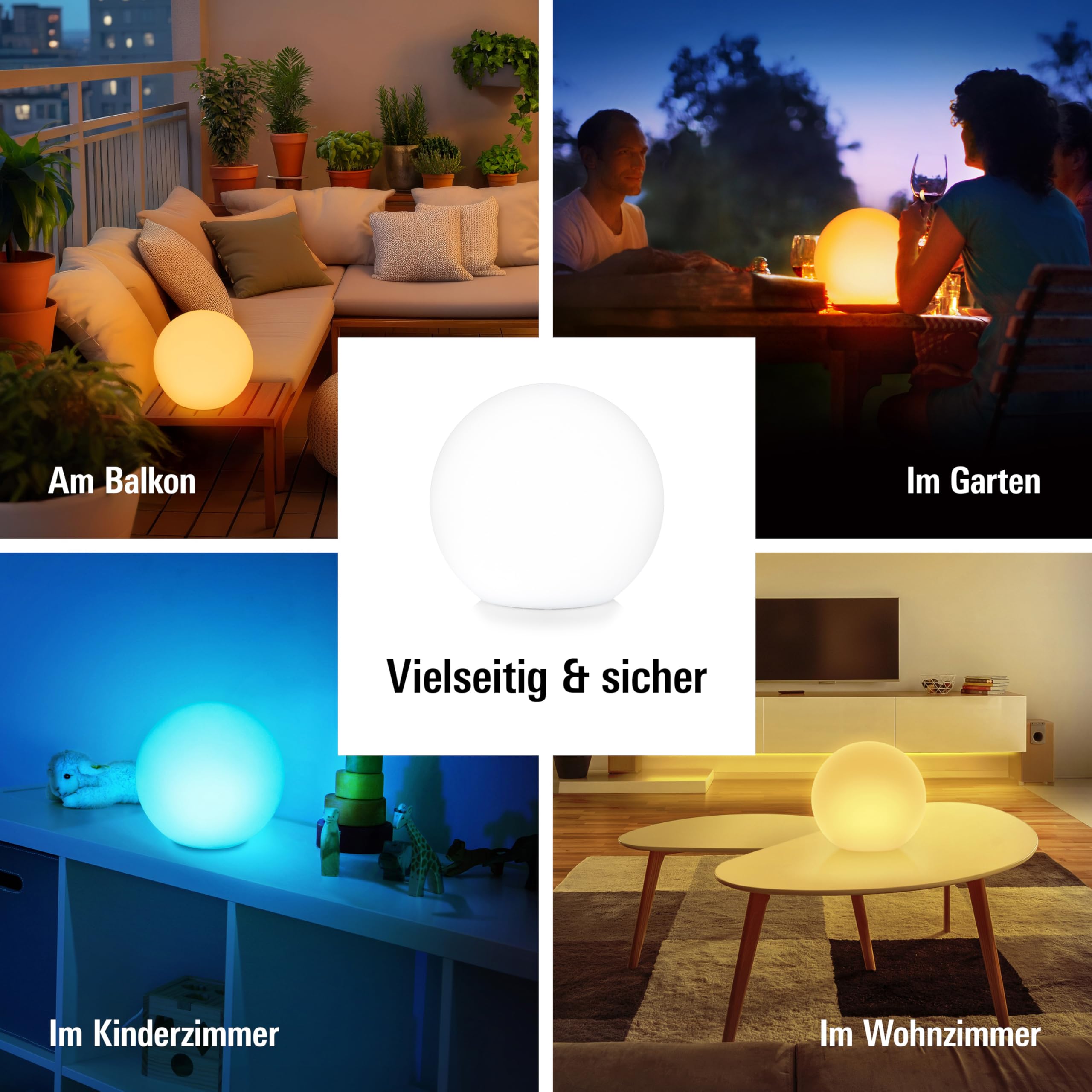 Eve Flare (Apple Home) – Tragbare smarte LED-Kugelleuchte, wasserbeständig, weißes & farbiges Licht, 90 lm, Ø 25 cm, dimmbar, keine Bridge nötig, Bluetooth & Thread, App-Steuerung