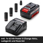 Einhell Professional Akku-Schlagschrauber IMPAXXO 18/450 (1x4,0Ah) Power X-Change (18 V, 450 Nm, Brushless, Außenvierkant-Aufnahme, inkl. 4 Ah Akku, Ladegerät, Nuss-Set)