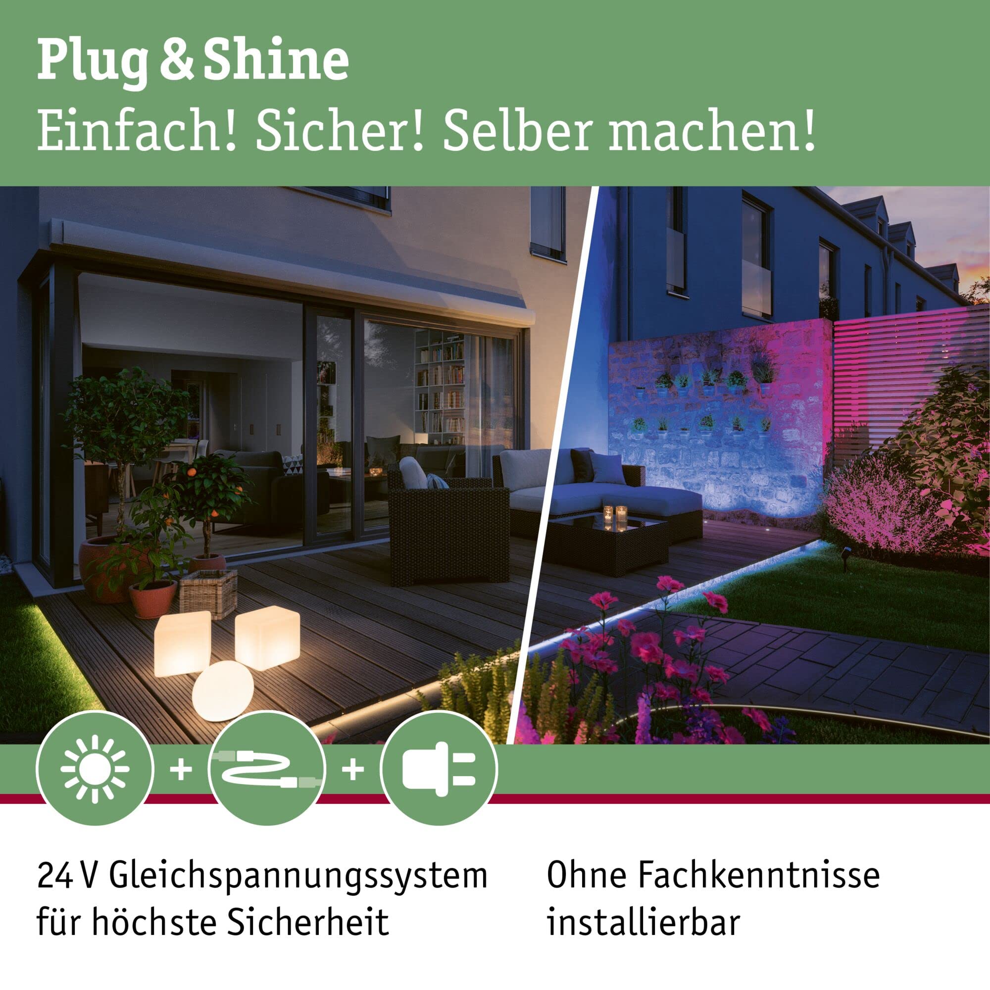 Paulmann 93934 Plug & Shine Spotlight Sting IP67 3000K 6W 24V Ausstrahlwinkel 100° 93934 LED Aussenbeleuchtung Erdspieß Gartenbeleuchtung