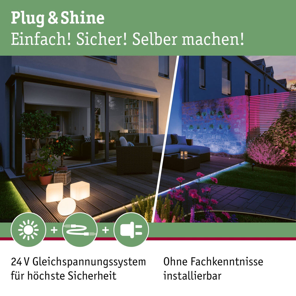 Paulmann 94575 Plug & Shine LED Außenleuchte Gartenstrahler Fluter IP65 Warmweiß incl. 1x15,5 Watt Schwarz Aluminium Spot 3000 K